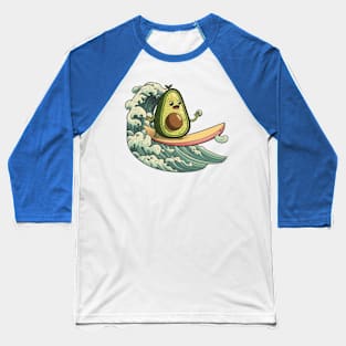 Surfing Avocado Baseball T-Shirt